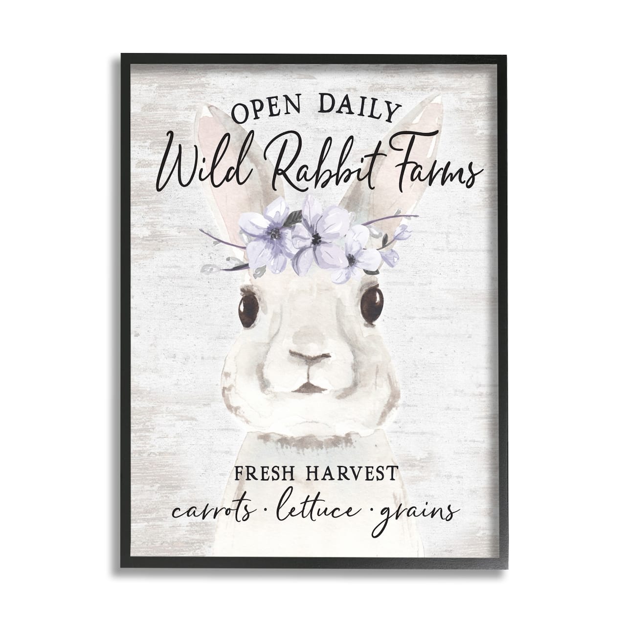 Stupell Industries Wild Rabbit Farms Weathered Floral Crown Sign Framed Giclee Art